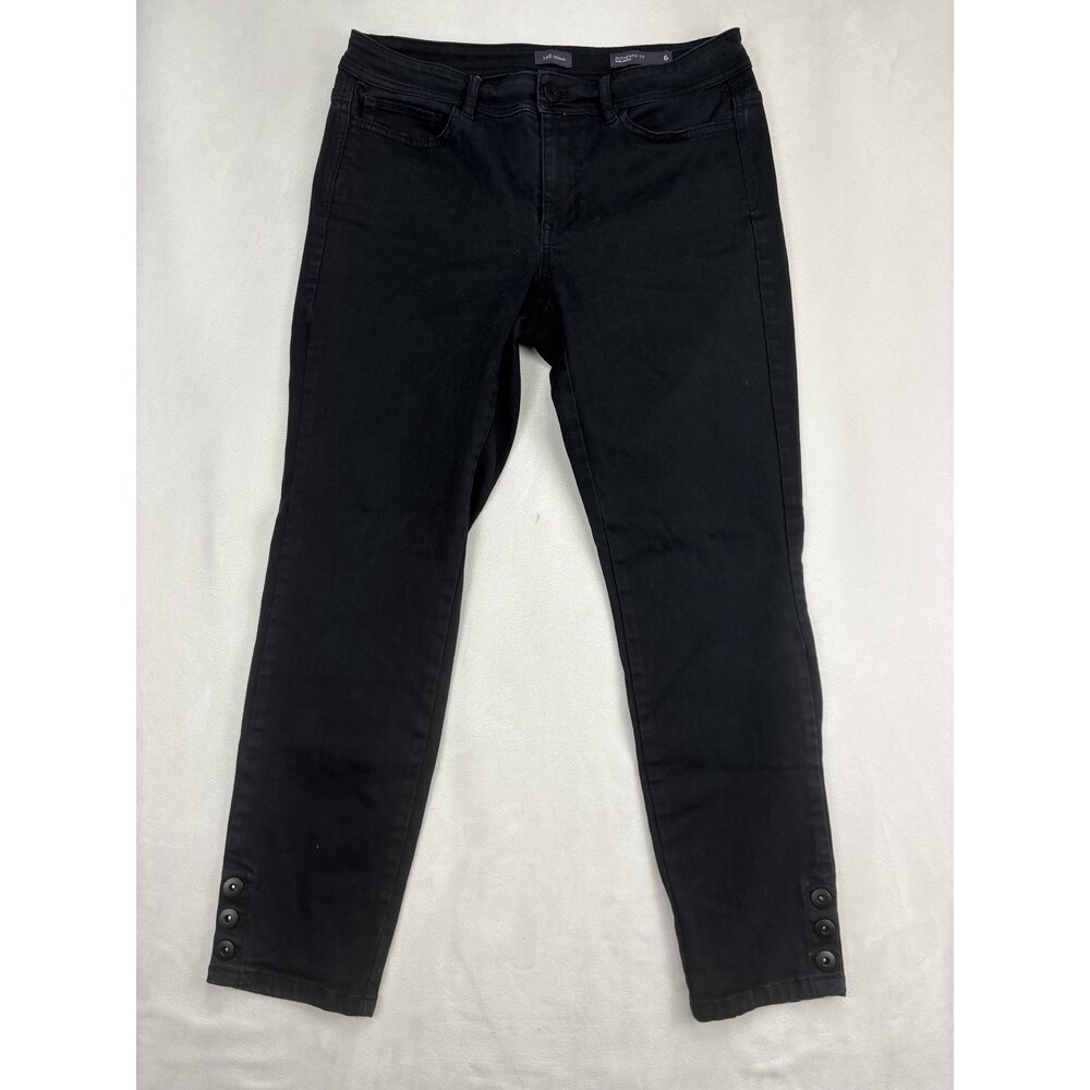 J. Jill Black Ankle Button-Hem Cropped Jeans Size 6 - Picture 2 of 14